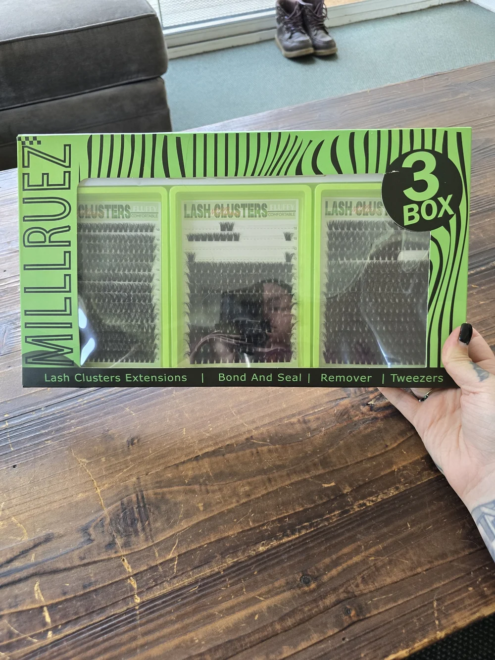 Milleruez Green Lash Clusters Extensions 3-Box Set